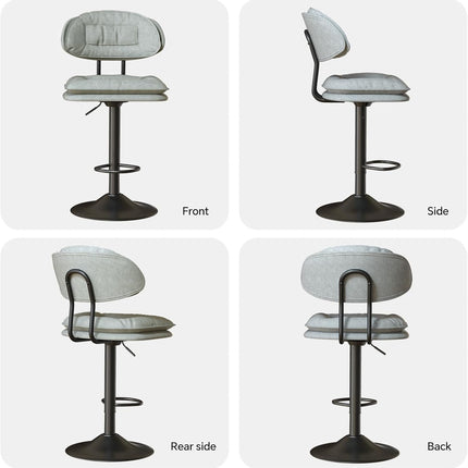 Adjustable Padded Bar Stools Double Layer with Backrest Set of 2