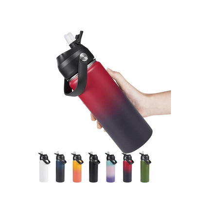 18oz Stainless Steel Insulated Bottle – Wide Mouth Leak-Proof with Straw