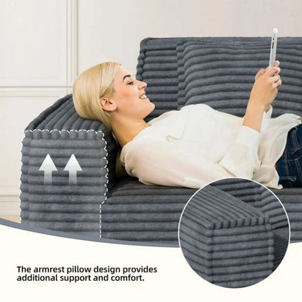 75” Cloud Corduroy Loveseat No Assembly Deep Seat Sofa