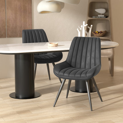 Modern Dining Chairs Fabric Upholstered Cushions Metal Legs Set of 4