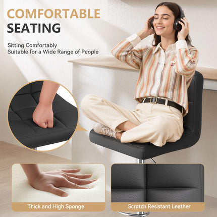 Modern PU Leather Adjustable Bar Stools Set of 2