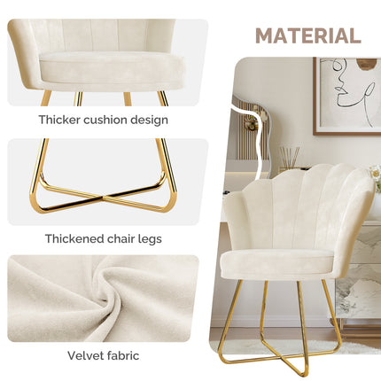 Modern Accent Chair – Petal Back Gold Metal Legs 130kg Capacity