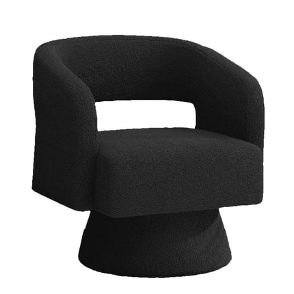 Swivel Barrel Chairs – Teddy Fabric, 360° Rotation Set of 2