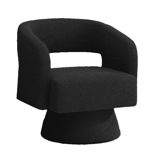 Swivel Barrel Chairs – Teddy Fabric, 360° Rotation Set of 2