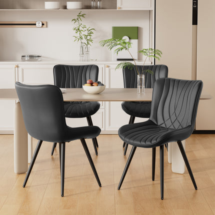 PU Leather Dining Chairs – Metal Legs, Modern Design Set of 4
