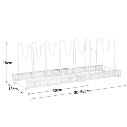 Expandable Pan Organizer Rack 7 Adjustable Dividers Lid & Board Holder