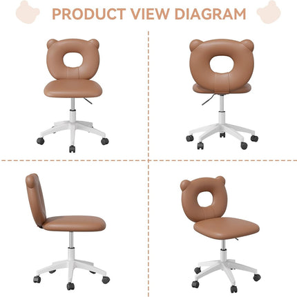 Adjustable Kids Desk Chair – Teddy Fabric, on Wheels, with Back