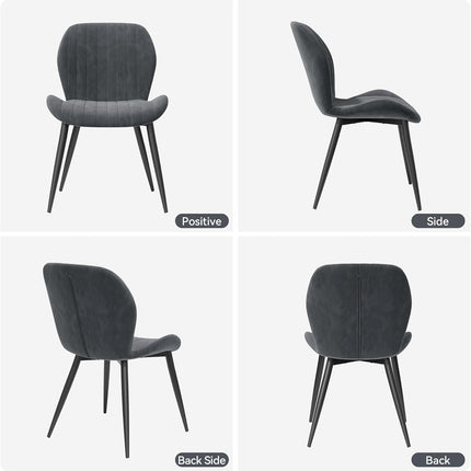Velvet Dining Chairs – Thick Cushions, Metal Legs Set of 2