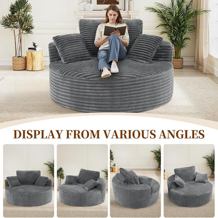 55” 3.5cm Thick Corduroy Foam Sofa – Round, with Pillows