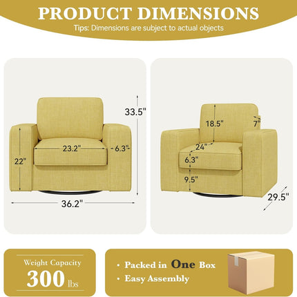 360° Swivel Accent Chair – Mid-Century 36” Wide FSC-Certified