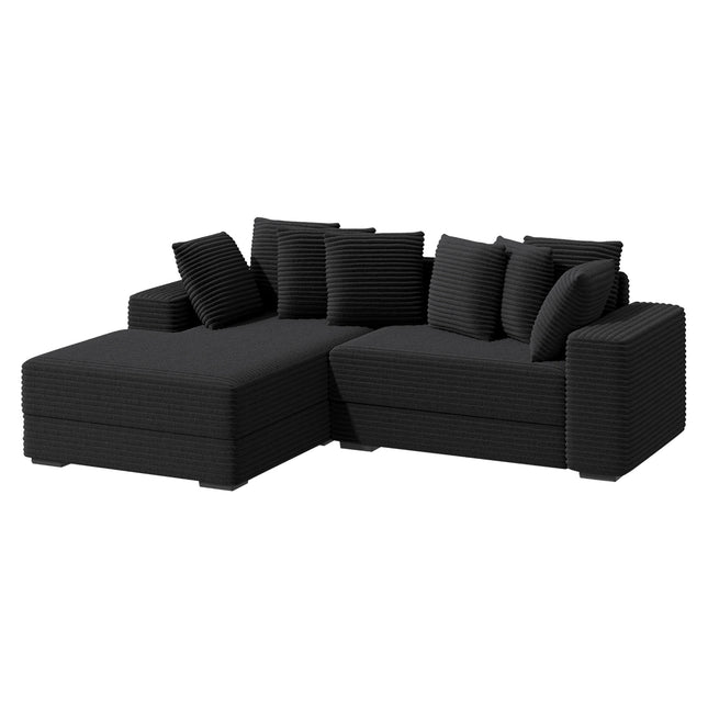 111” L-Shaped Cloud Sofa – Reversible Corduroy 8 Pillows
