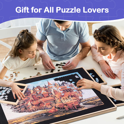 Wooden Puzzle Table Rotating Tilting with 4 Storage Drawers