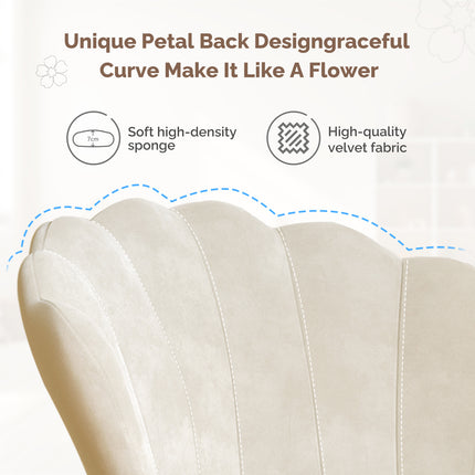 Modern Accent Chair – Petal Back Gold Metal Legs 130kg Capacity