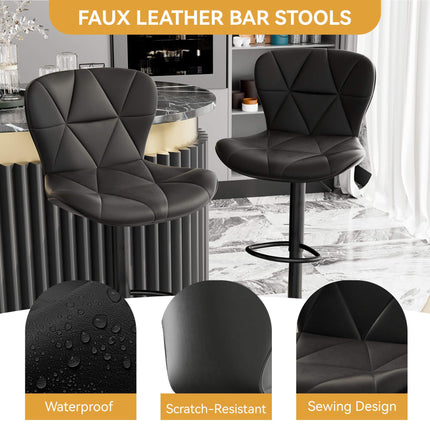 Adjustable Swivel Bar Stools Faux Leather Counter Height Set of 4