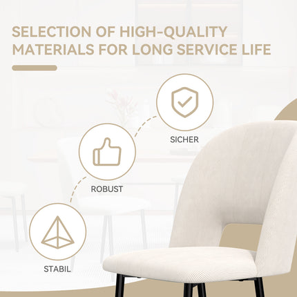 Corduroy Dining Chairs – 46cm Seat, Metal Legs, Set of 2