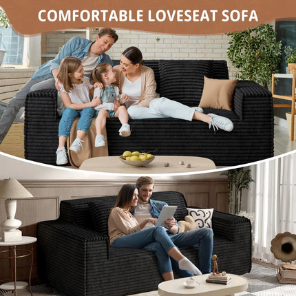 75” Cloud Corduroy Loveseat No Assembly Deep Seat Sofa