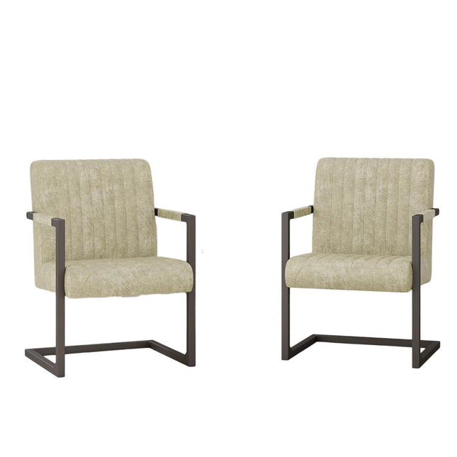 Faux Leather Dining Chairs – Padded, Metal Legs Set of 2