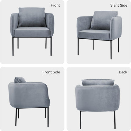 Modern Accent Chair – Soft Back, Metal Frame, Upholstered