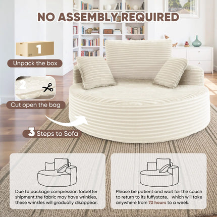 56.3" Oversized Round Chaise Lounge Sofa