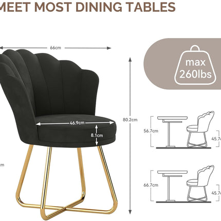 Modern Accent Chair – Petal Back Gold Metal Legs 130kg Capacity