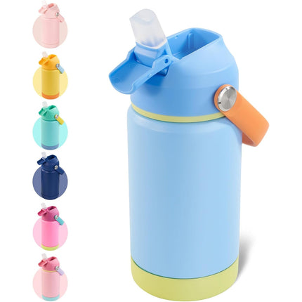 Stainless Steel Kids Insulated Bottles 2-Pack, Leak-Proof with Straw