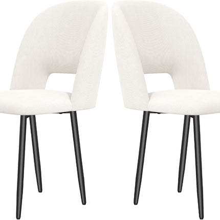 Corduroy Dining Chairs – 46cm Seat, Metal Legs, Set of 2