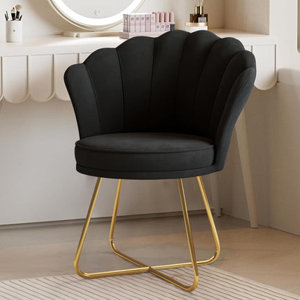 Modern Accent Chair – Petal Back Gold Metal Legs 130kg Capacity