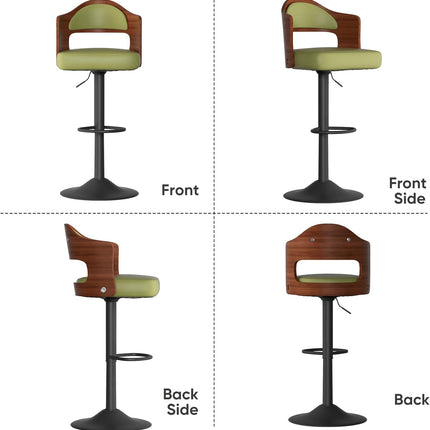 Wooden Upholstered Swivel Bar Stools Set of 4