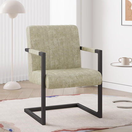 Faux Leather Dining Chairs – Padded, Metal Legs Set of 2