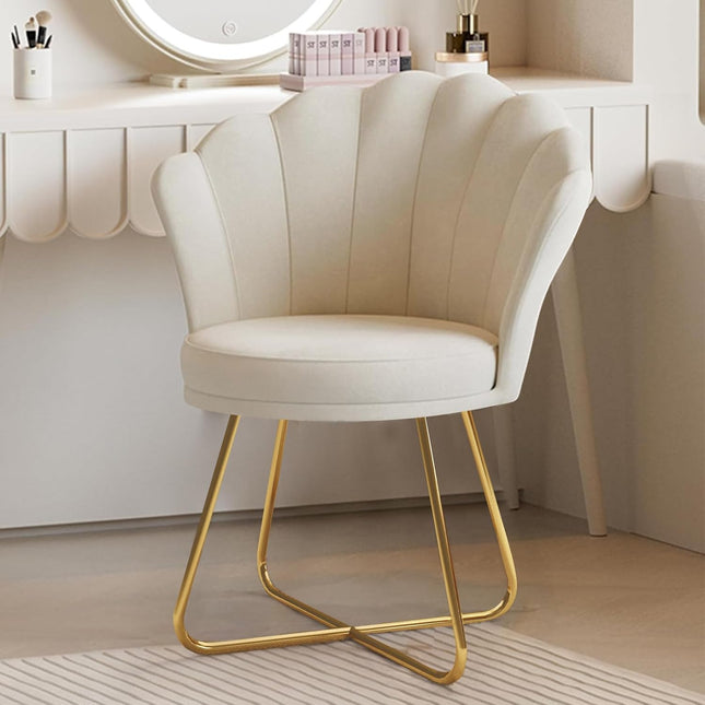 Modern Accent Chair – Petal Back Gold Metal Legs 130kg Capacity