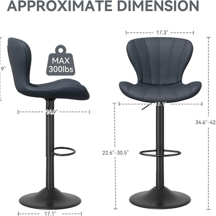 Swivel Bar Stools – High Back, Quick Assembly Set of 2