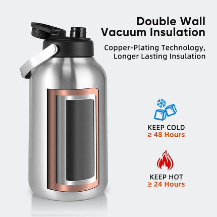 128oz Stainless Steel Insulated Water Jug Leak-Proof with Handle