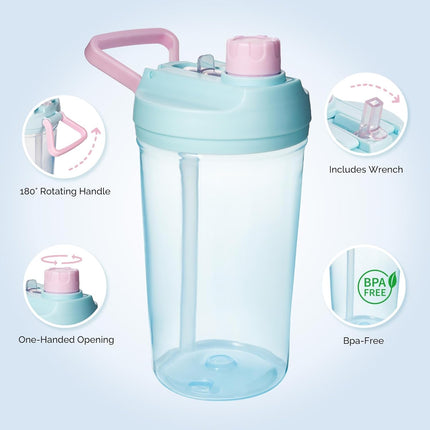 12oz BPA-Free Kids Water Bottle Leak-Proof with Straw & Handle