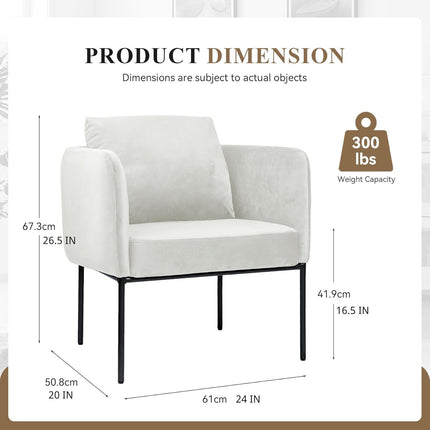 Modern Accent Chair – Soft Back, Metal Frame, Upholstered