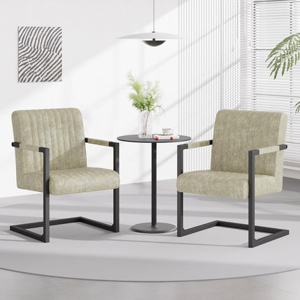 Faux Leather Dining Chairs – Padded, Metal Legs Set of 2