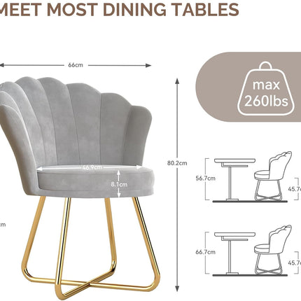 Modern Accent Chair – Petal Back Gold Metal Legs 130kg Capacity