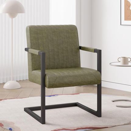 Faux Leather Dining Chairs – Padded, Metal Legs Set of 2
