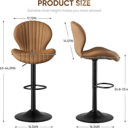 Swivel Bar Stools – High Back, Quick Assembly Set of 2