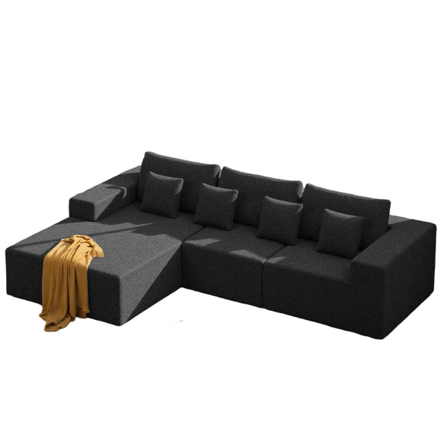 111” Modular L-Shaped Cloud Sofa – No Assembly Deep Seat