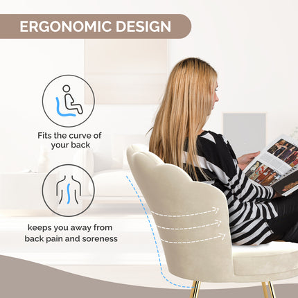 Modern Accent Chair – Petal Back Gold Metal Legs 130kg Capacity