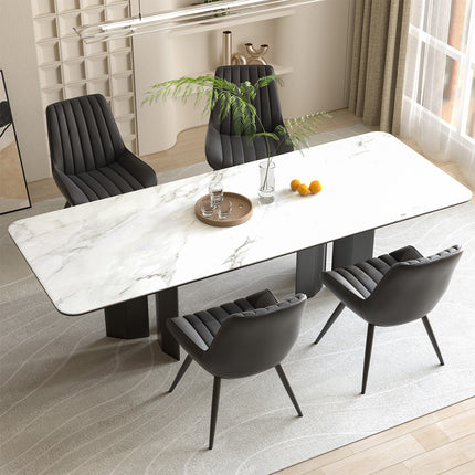 Modern Dining Chairs Fabric Upholstered Cushions Metal Legs Set of 4