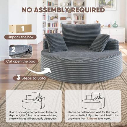 56.3" Oversized Round Chaise Lounge Sofa