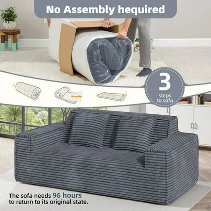 75” Cloud Corduroy Loveseat No Assembly Deep Seat Sofa