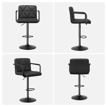 Modern PU Leather Adjustable Swivel Bar Chairs with Armrests Set of 2