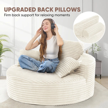 56.3" Oversized Round Chaise Lounge Sofa