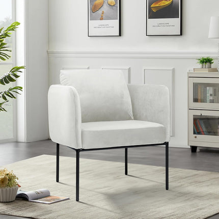 Modern Accent Chair – Soft Back, Metal Frame, Upholstered
