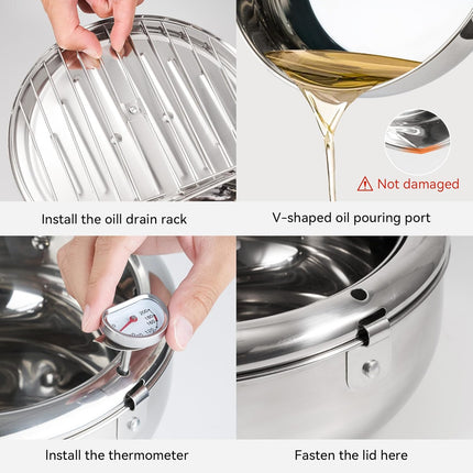 11 Inch 304 Stainless Steel Deep Fryer Pot with Temperature Control