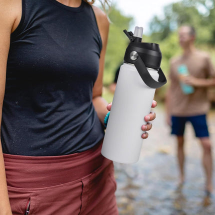 18oz Stainless Steel Insulated Bottle – Wide Mouth Leak-Proof with Straw