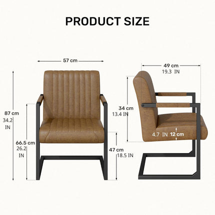 Faux Leather Dining Chairs – Padded, Metal Legs Set of 2