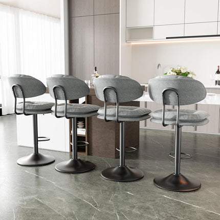 Adjustable Padded Bar Stools Double Layer with Backrest Set of 2
